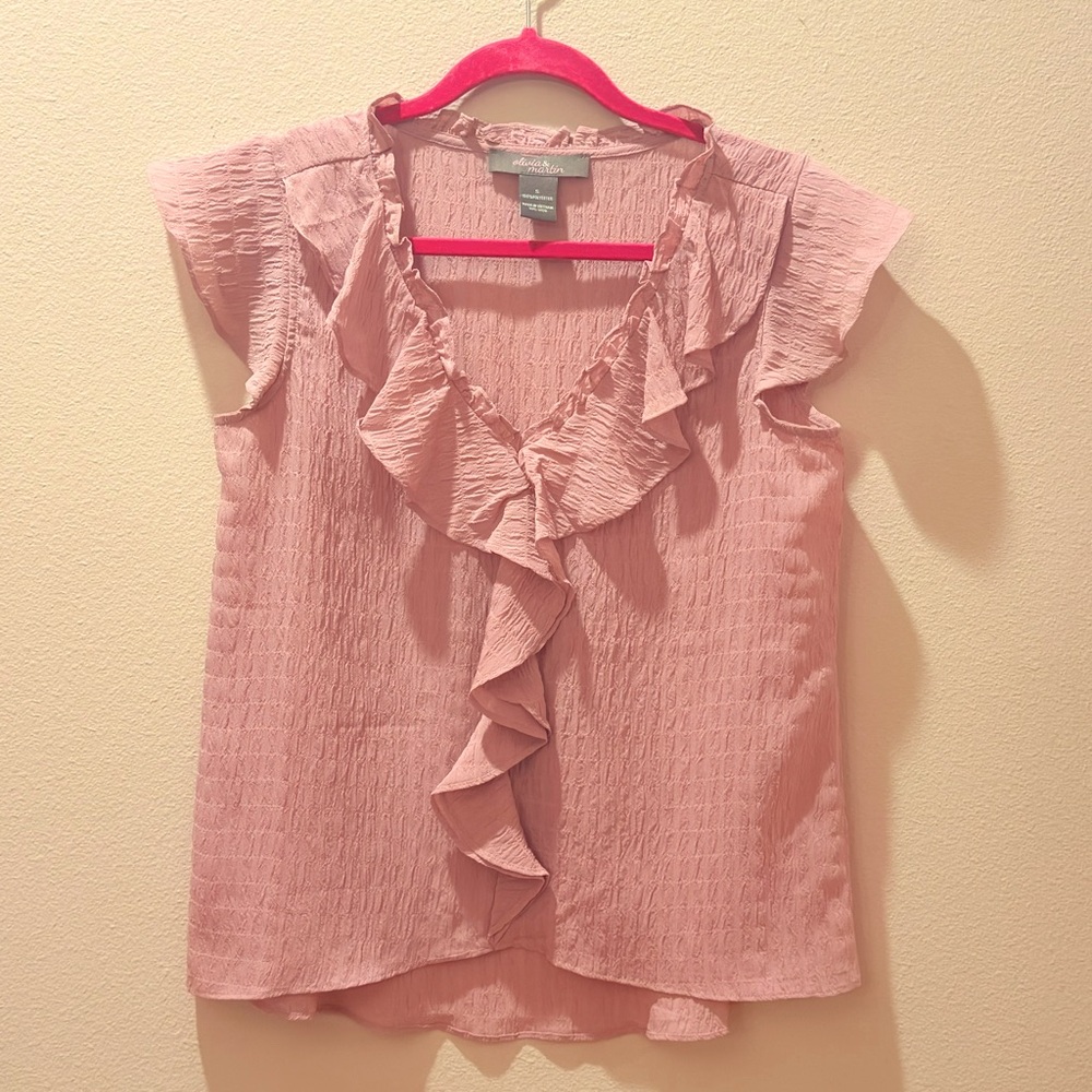 Elegant Ruffled Pink Blouse size s